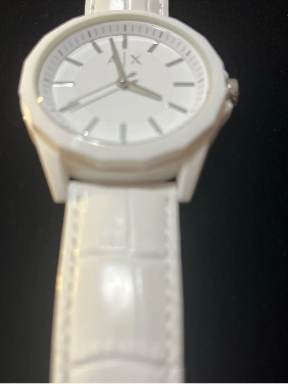 Emporio Armani White Analog Watch with Silver Markers